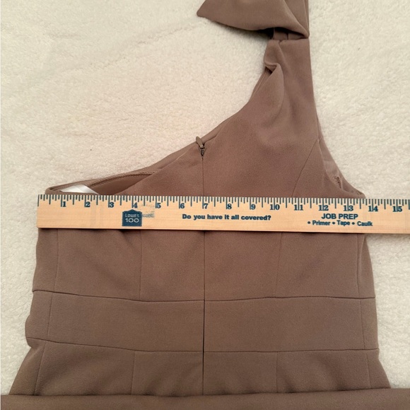 Azazie One Shoulder Tan Dress - Picture 7 of 15